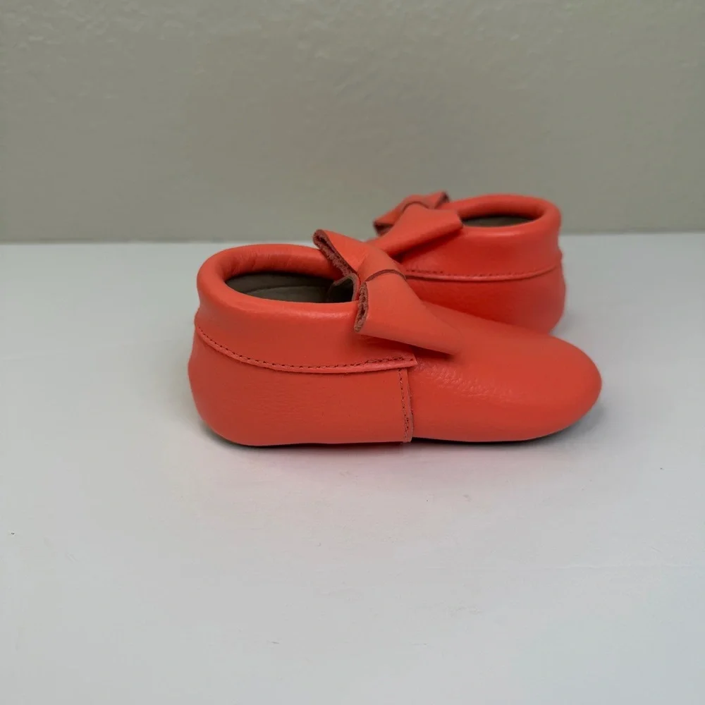 Monkey Feet Baby Leather Moccasins With Bow Shoes Size 12-18 Months